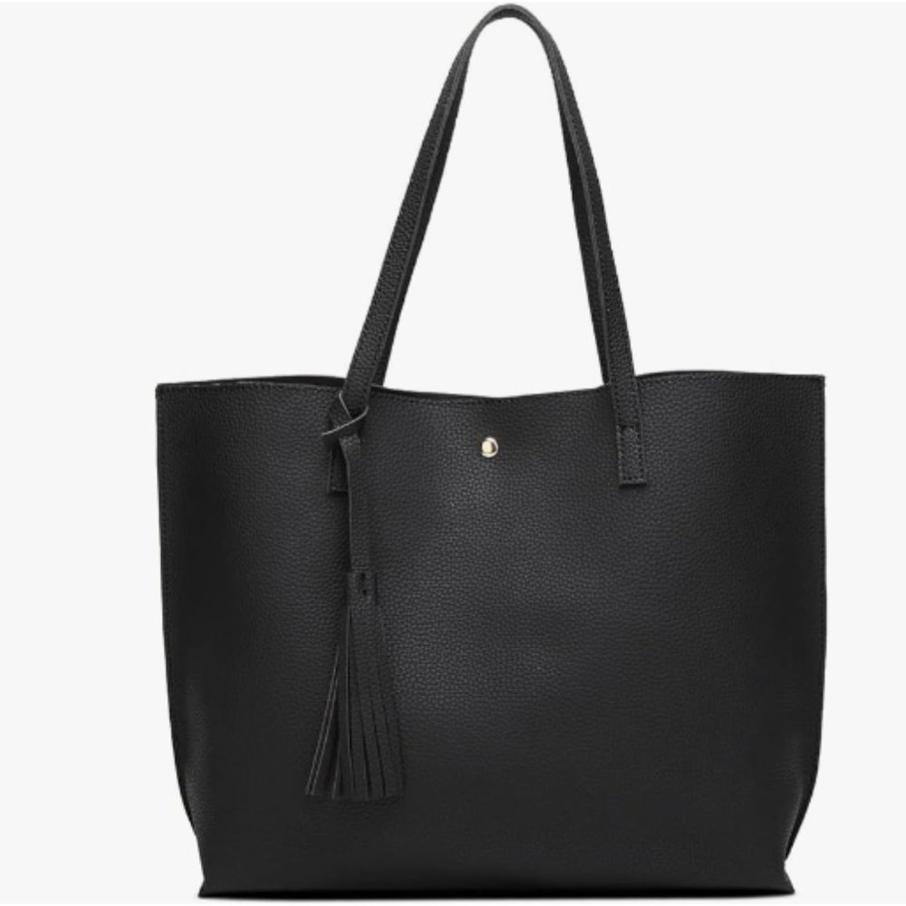 Women's Soft Faux Leather Tote Shoulder Bag from, Big Capacity Tassel Handbag
